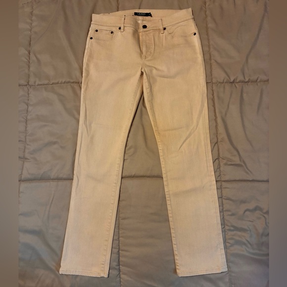 Lauren Ralph Lauren Women’s Modern Straight Tan Khaki Stretch Jeans Size 8P - Picture 2 of 13
